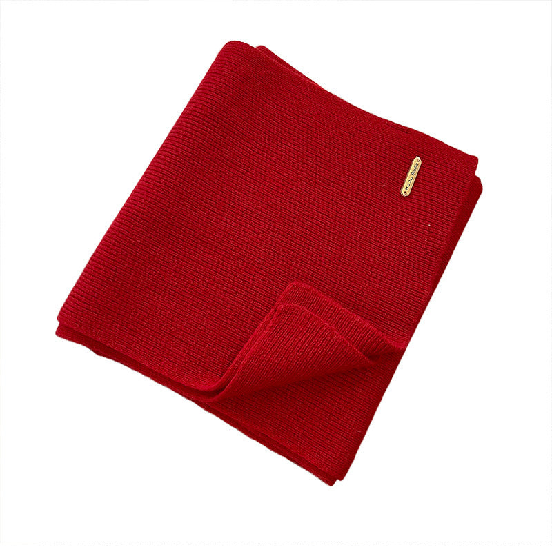 Women's Australian Pure Wool Cashmere Versatile Winter Red Warm Scarfs