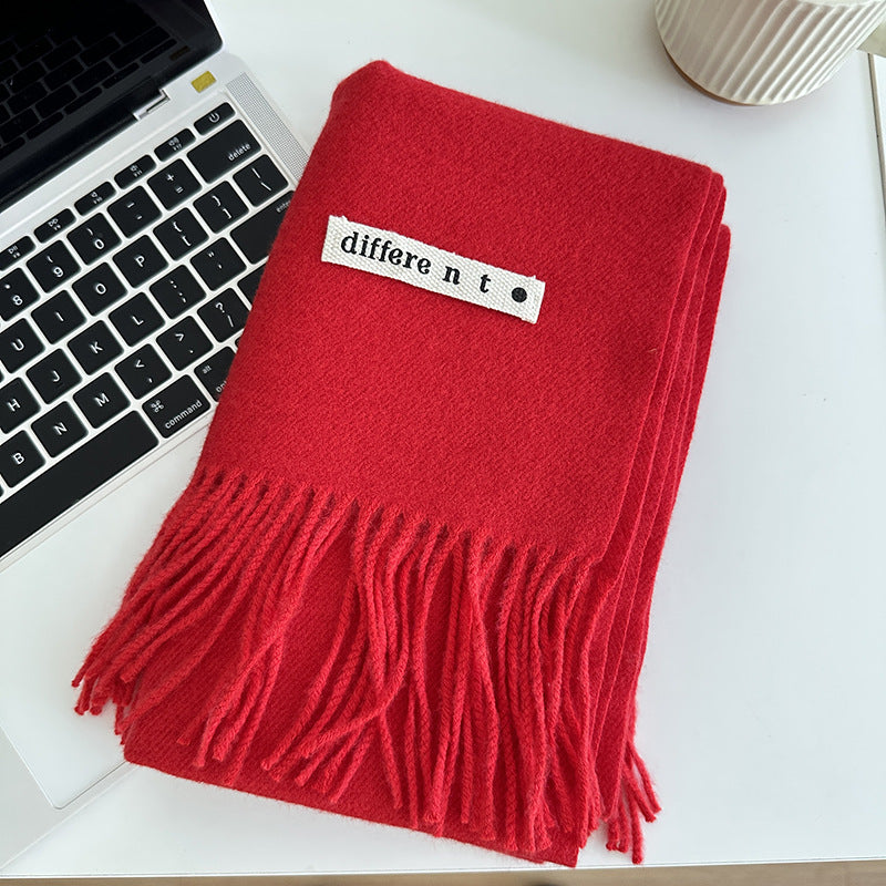 Women's Artificial Cashmere Solid Color Couple Warm Scarfs