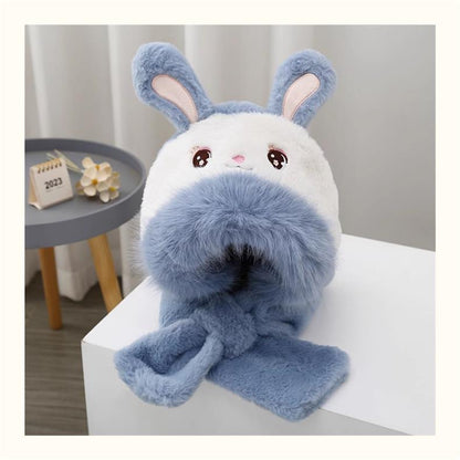 Children's Bunny Warm Plush Bonnet Earflaps Lei Hat Kids' Headwear