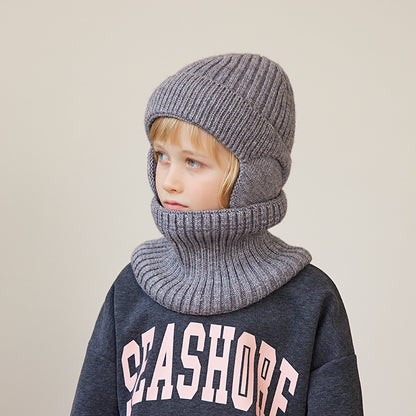 Children's Winter Fleece-lined Hat Set Knitted Woolen Boys Warm Ear Protection Kids' Headwear