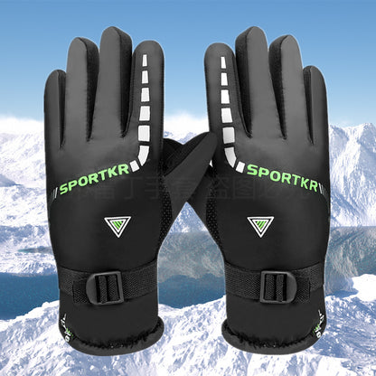 Men's Warm Cycling Skiing Fleece-lined Thickening Print Gloves