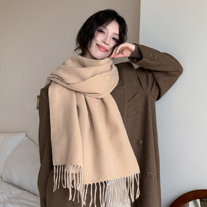 Solid Color Double-sided Two-color Artificial Cashmere Scarfs