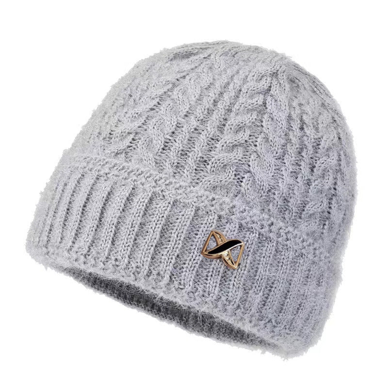 Knitted Jacquard Fleece-lined Thickened Warm Winter Woolen Grandma Hats & Caps