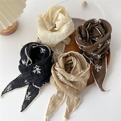 Women's Cotton Linen Lace Triangular Binder Summer Scarfs