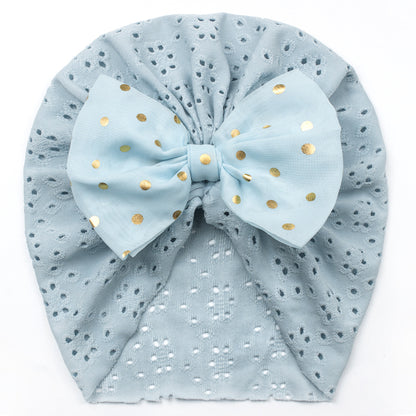 Bronzing Bow Sleeve Hollow Out Plain Kids' Headwear