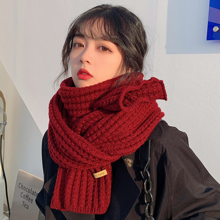 Style Wool Knitted Female Winter Korean Cute Wild Scarfs