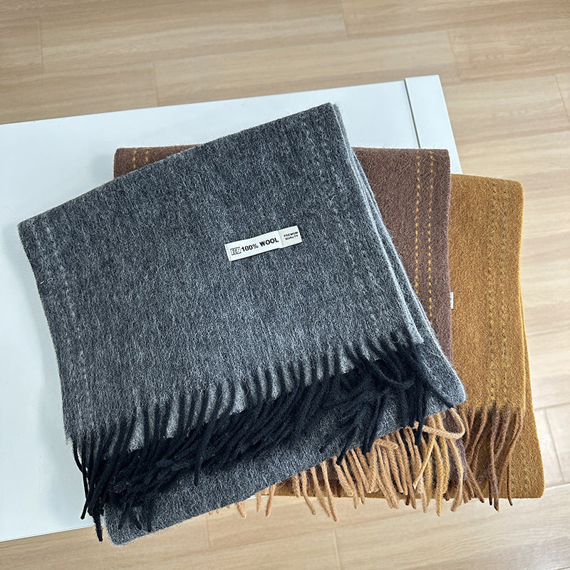 Winter Long Fringe Striped Shawl High Scarfs