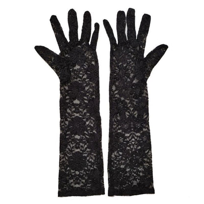 Women's Korean Style Vintage Mesh Wedding Black Gloves