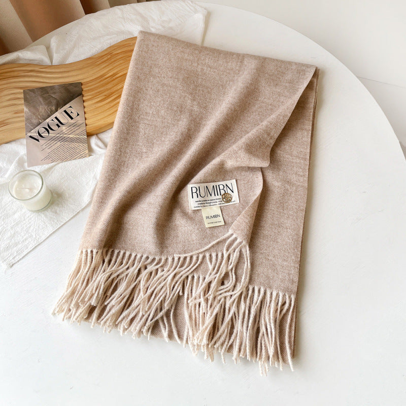 Women's Cashmere Metal Label Shawl High-grade Loose Feeling Scarfs