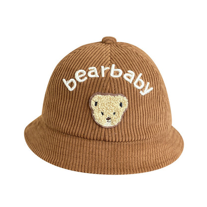 Style Hat Corduroy Cute Bear Bucket Kids' Headwear