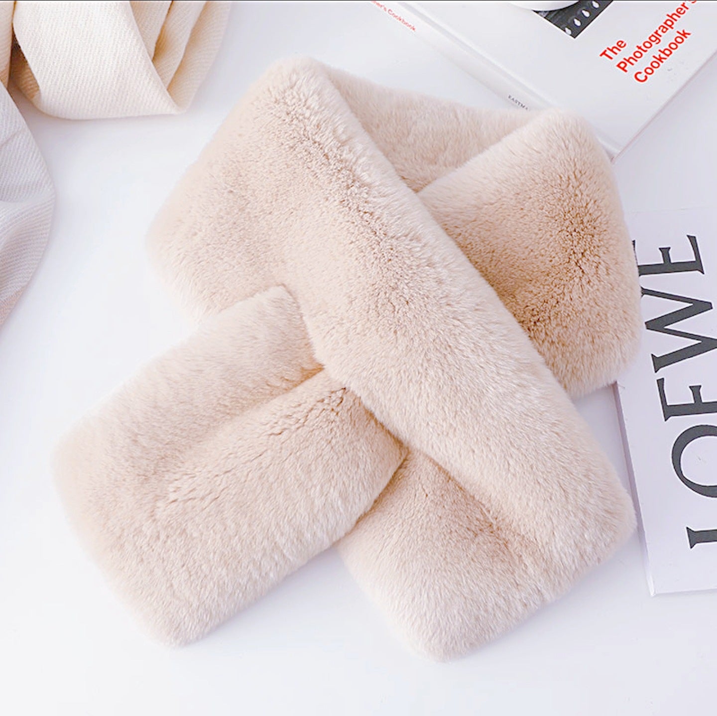 Faux Rabbit Fur Cross Cute Korean Style Versatile Scarfs