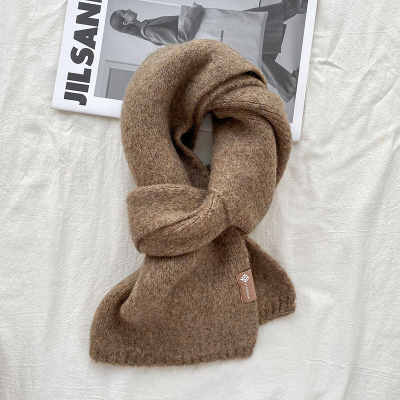 Wool Small Blended Knitted Solid Couple Scarfs