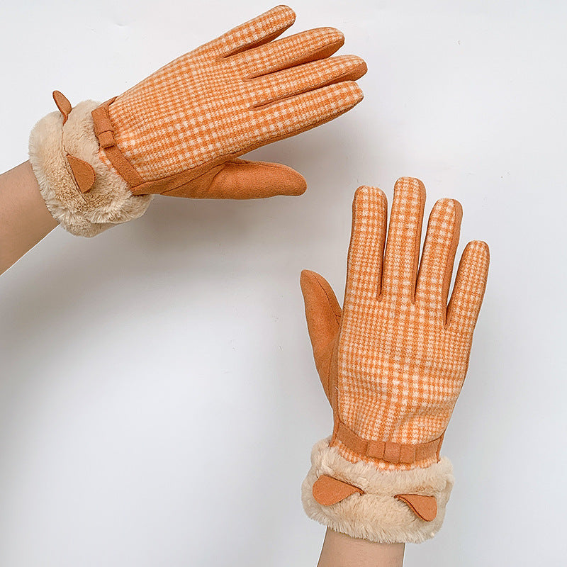 Women's For Winter Fleece-lined Thick Suede Touch Gloves