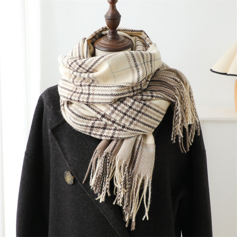 Style Plaid Winter Male Female Thickened Scarfs