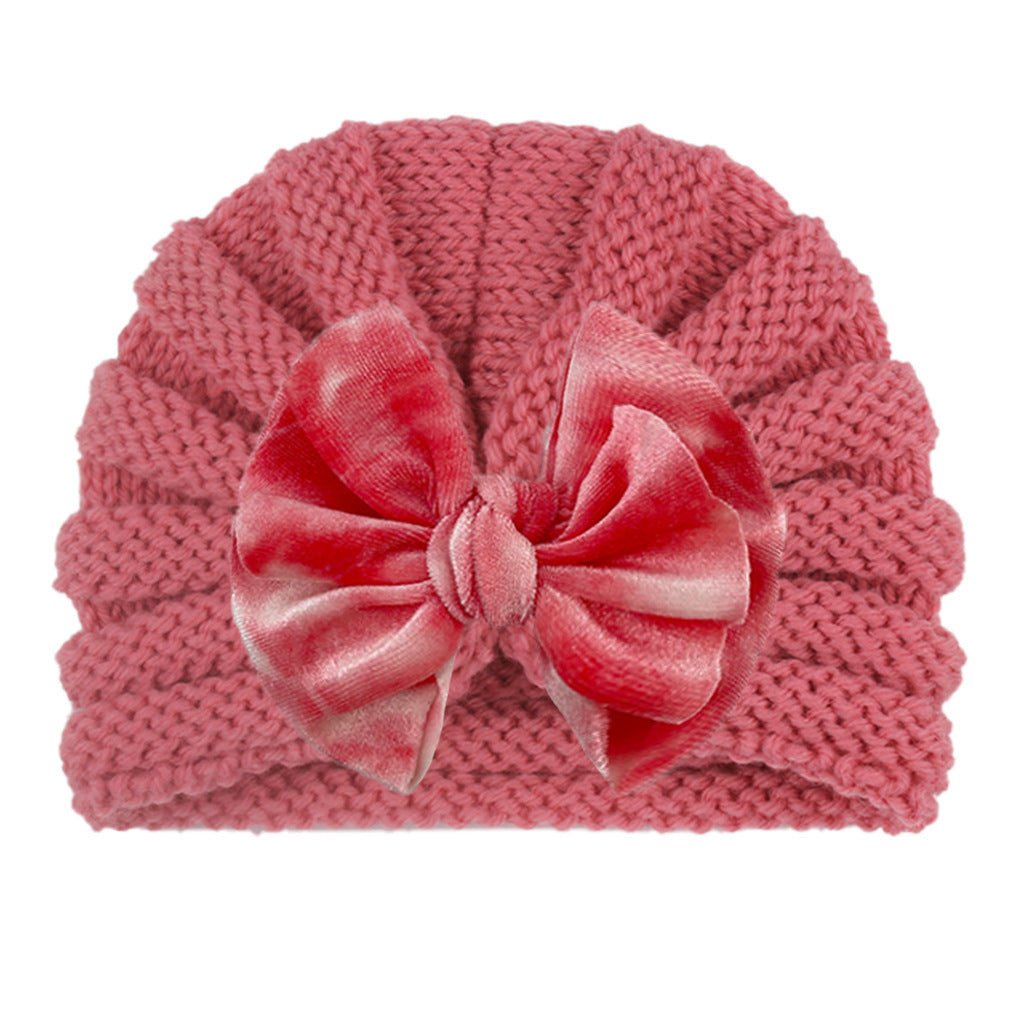 Children's Knitted Hat Cute Bowknot Wool Kids' Headwear