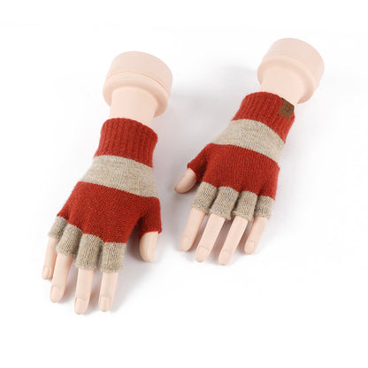 Women's Winter Fashionable Knitted Warm Flip Half Finger Gloves