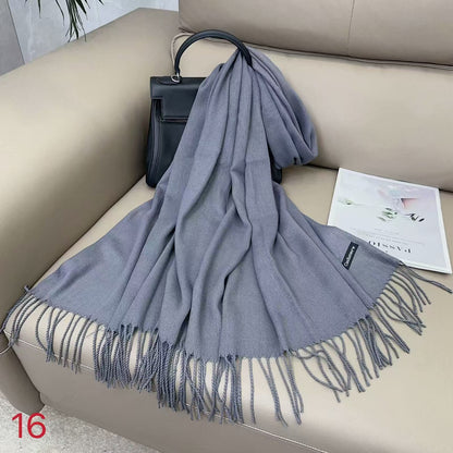 Women's Artificial Cashmere Monochrome Warm Bib Shawl Winter Scarfs