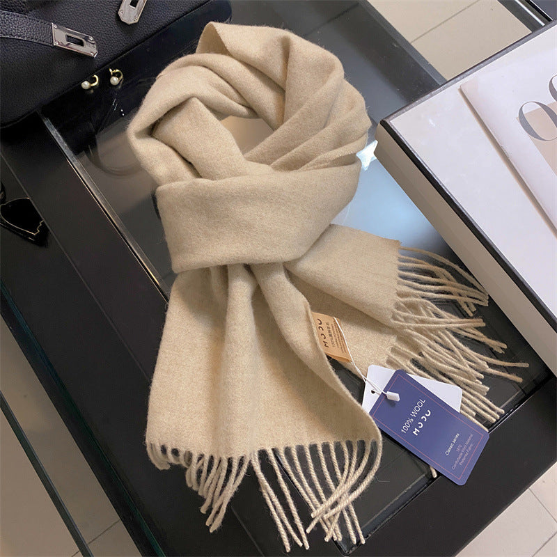 Wool Clip Flower Solid Color Female Winter Scarfs