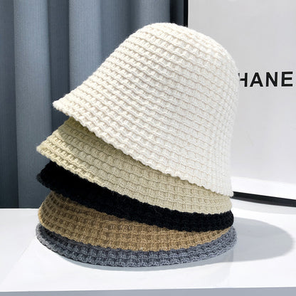 Women's Knitting Bucket Hat Plain Korean Trendy Hats & Caps