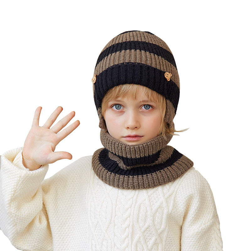 Children's Two-piece Set Winter Outdoor Earflaps Slipover Kids' Headwear