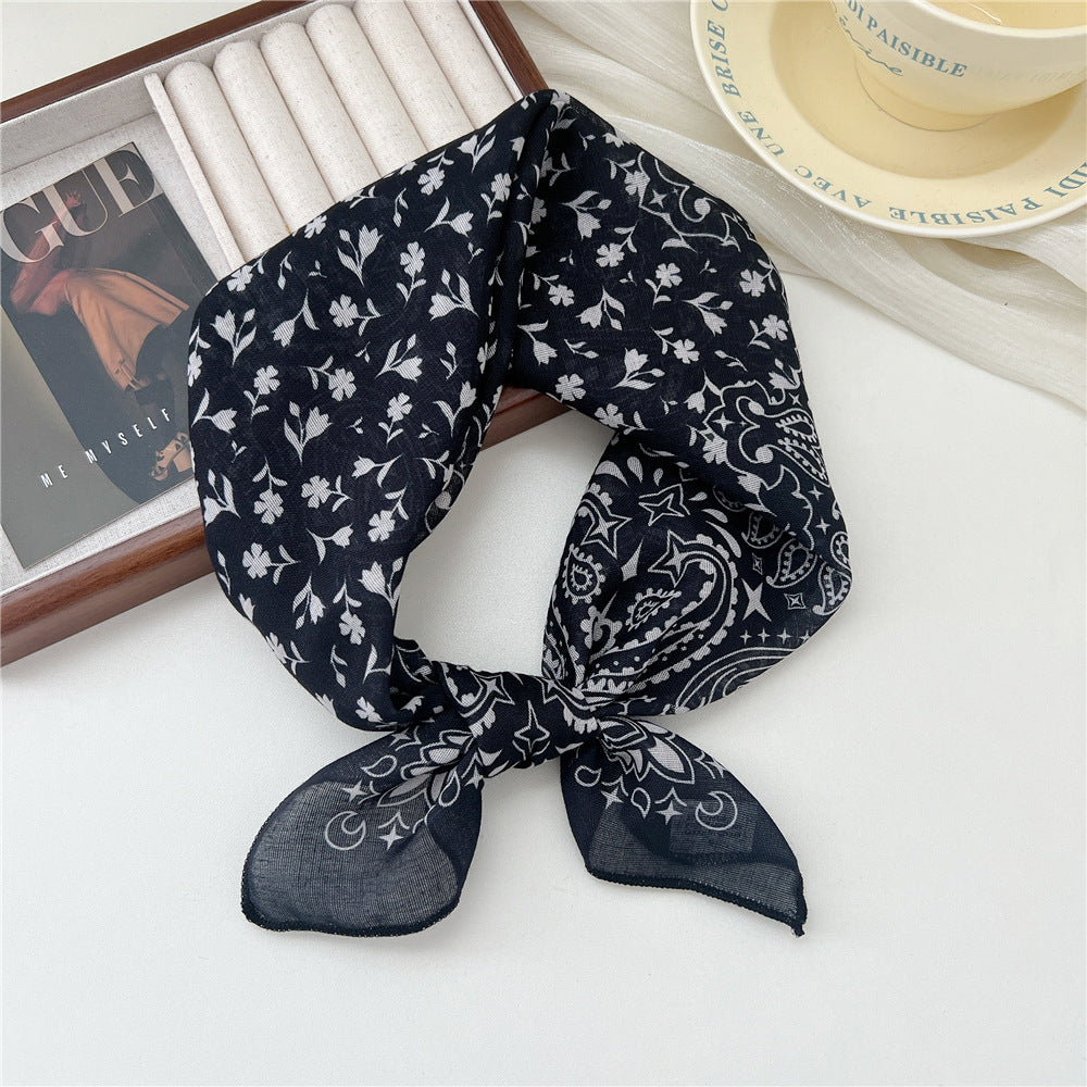 Small Square Towel Silk Female Autumn Summer Bandana Headband Scarfs