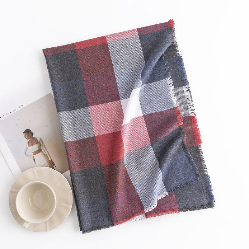 Sweet Color Plaid Winter Chessboard Artificial Cashmere Korean Style Scarfs