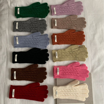 Women's & Men's Soft Glutinous Solid Color Touch Screen Cycling Knitted Five-finger Gloves