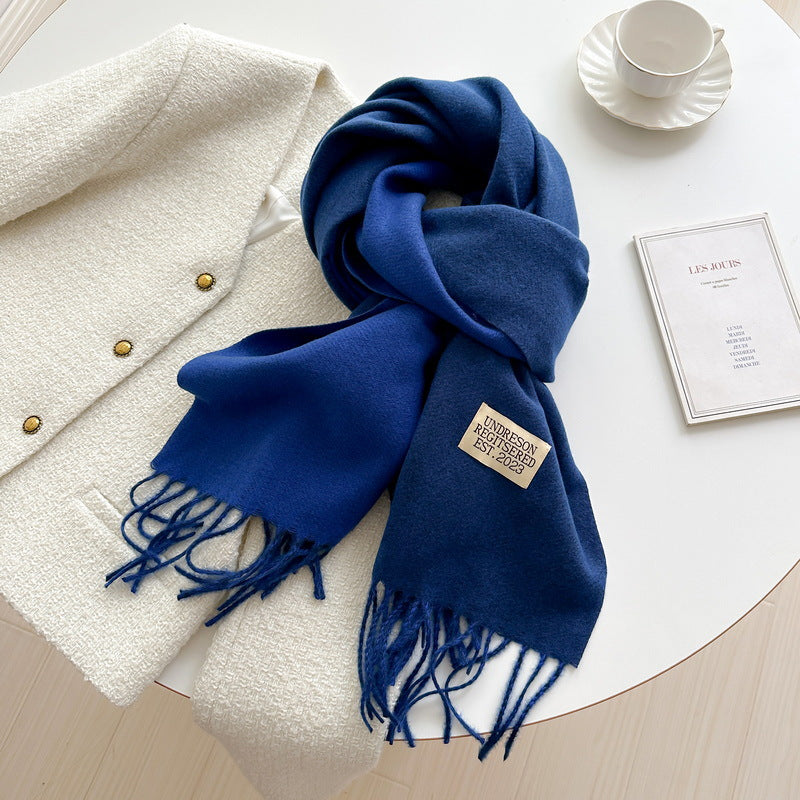 Women's Korean Double-sided Artificial Cashmere Pure Color Warm Scarfs