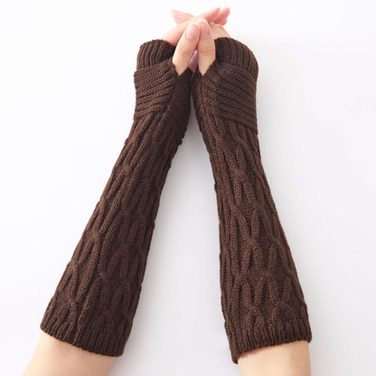 Women's & Men's Knitting Wool Knitted Fingerless Warm Pile Style Gloves