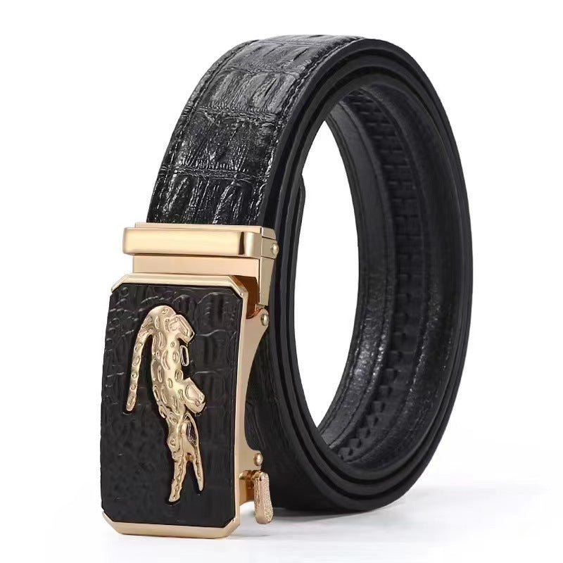 Men's Thailand Crocodile Pattern Automatic Buckle Simple Belts