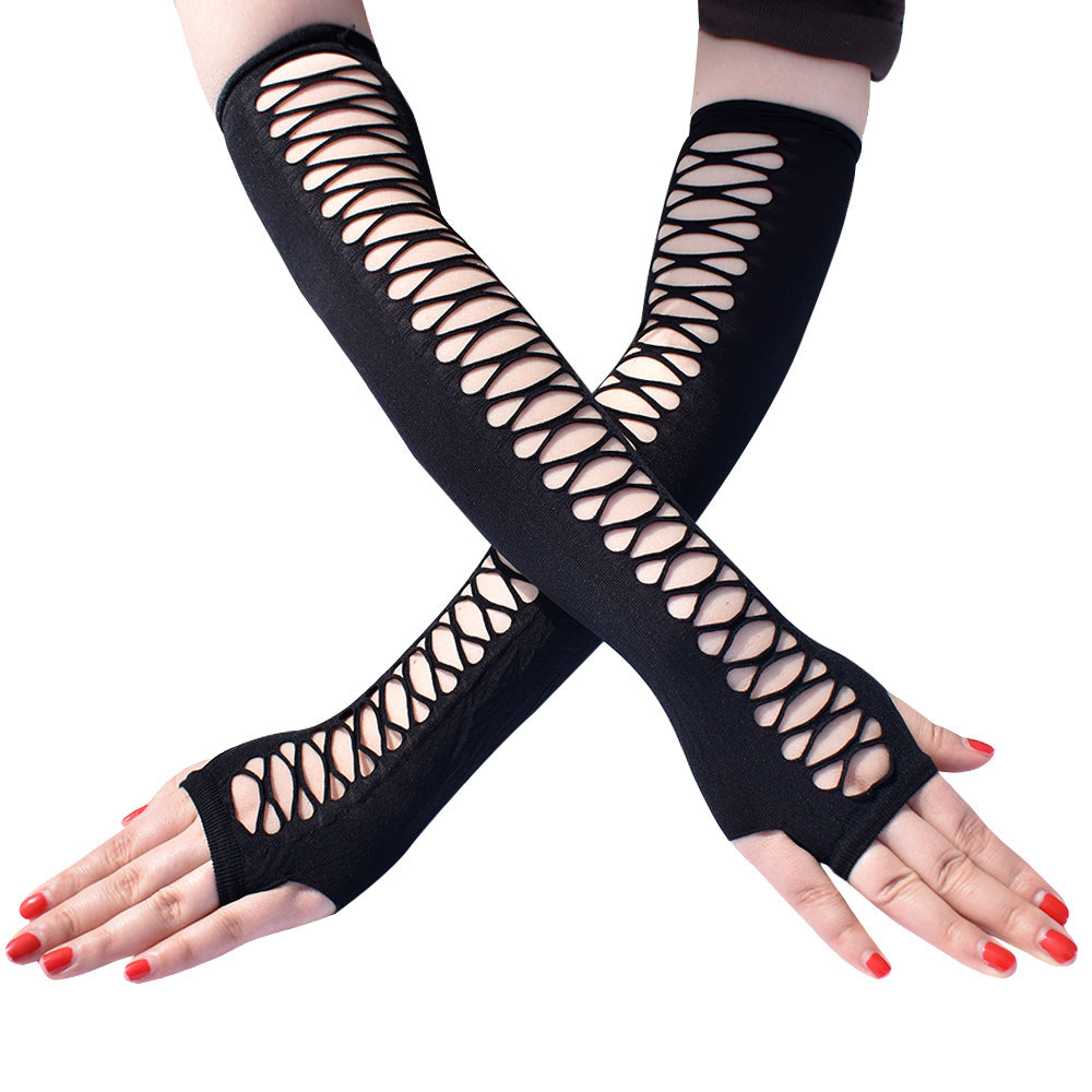 Women's Ripped Cross Mesh Stretch Vintage Party Gloves