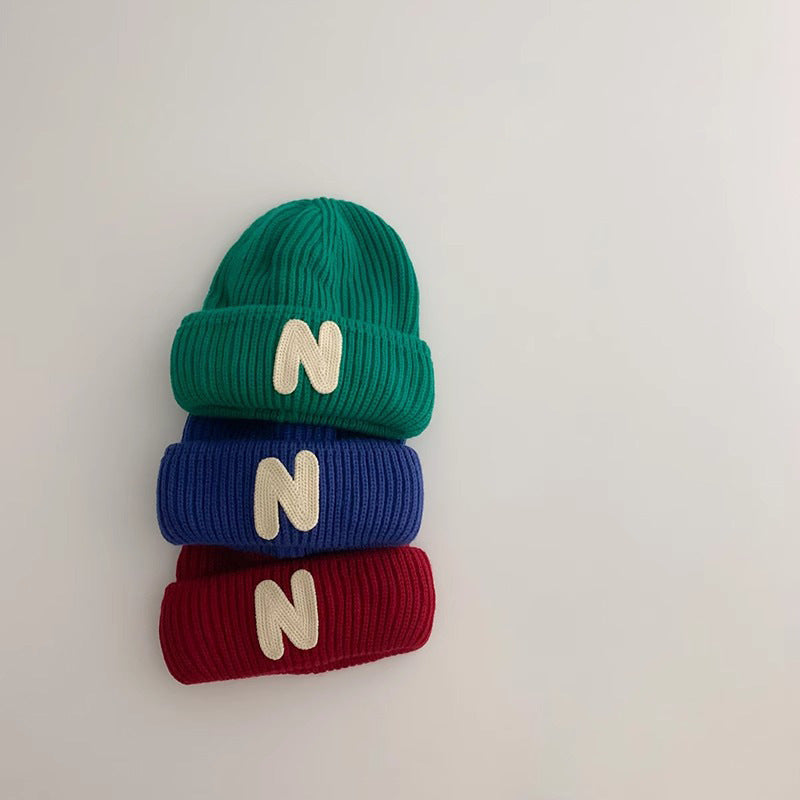 Children's Hat Letter Embroidery Knitted Woolen Kids' Headwear