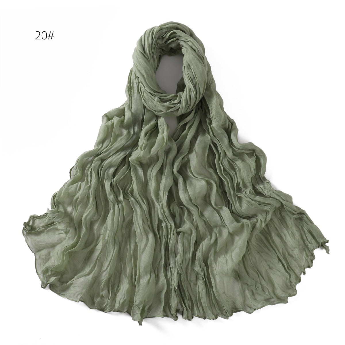 Women's Pure Color Voile Twist Wrinkle Cotton Linen Scarfs