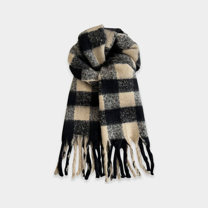 Women's Korean Versatile Plaid Tassel Winter Warm Scarfs