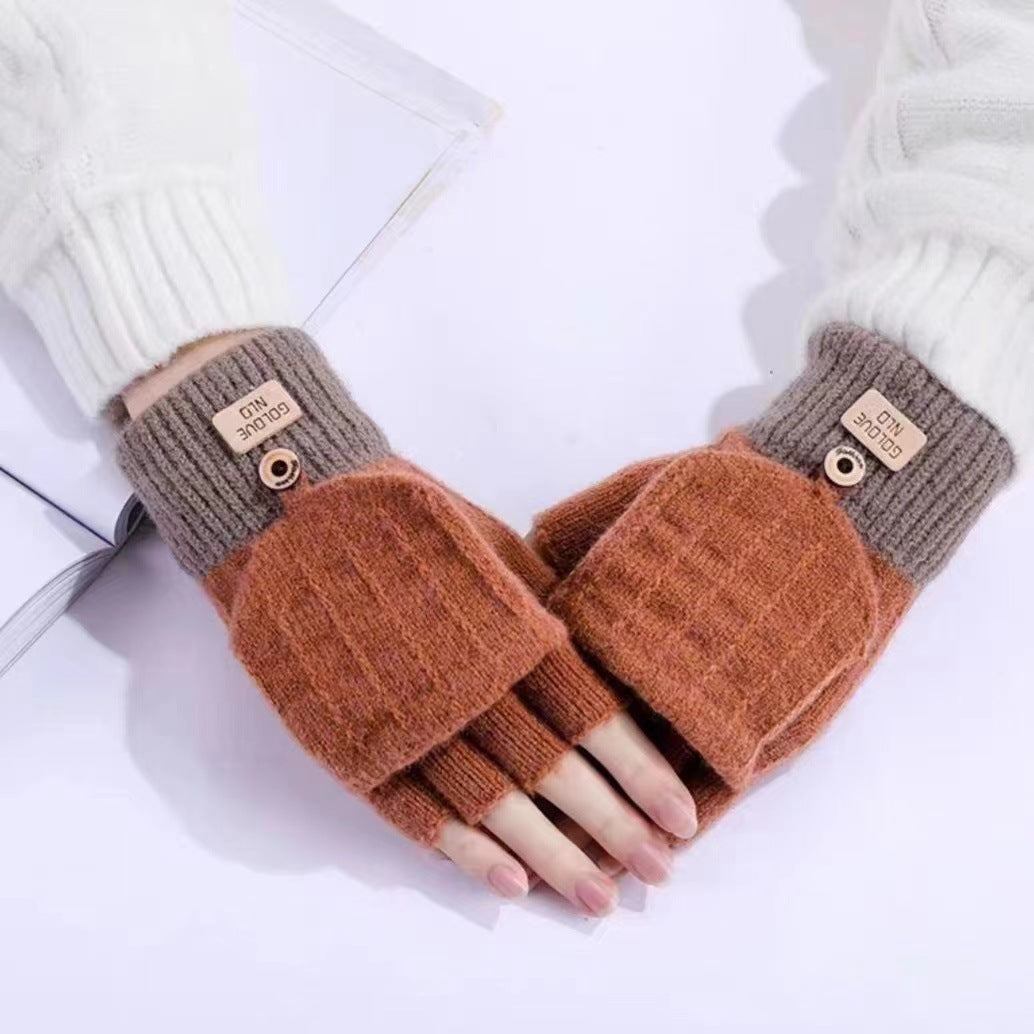 Women's Cold Protection Thickening Knitted Cycling Imitation Gloves