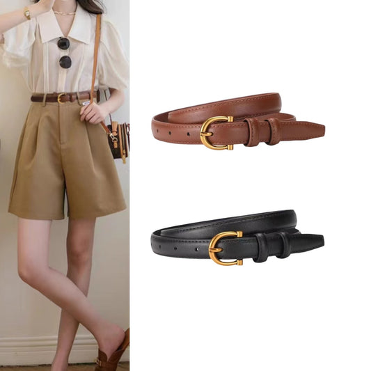 Ornament Genuine Leather Thin Pin Buckle Belts