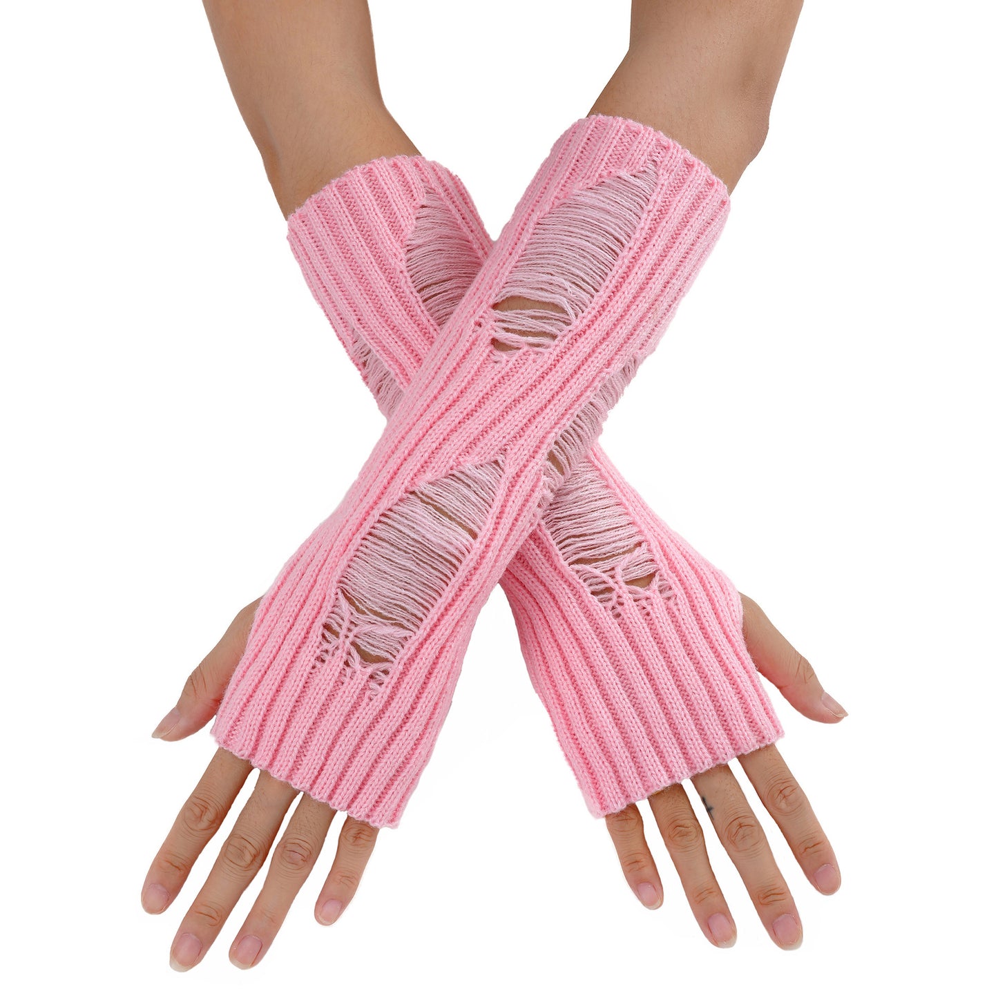 Women's Wool Mid-length Open Finger Warm Fashion Trendy Gloves