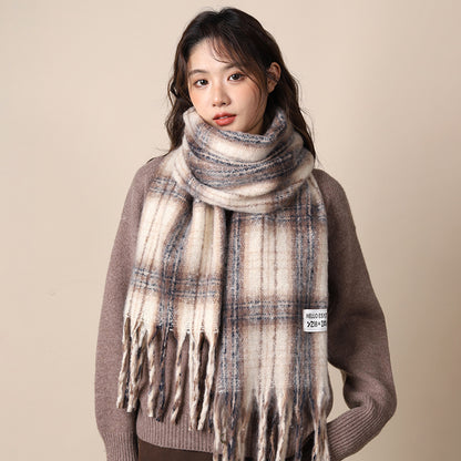 Women's Plaid Korean Thickened British Shawl High-grade Scarfs