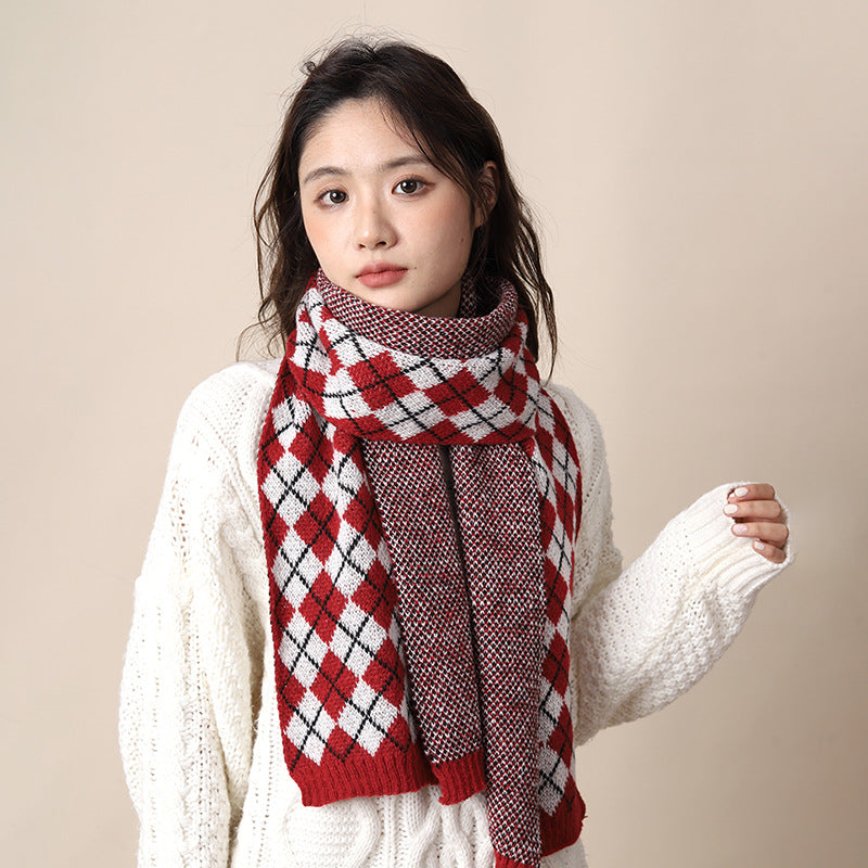 Women's Plaid Korean Thickened British Shawl High-grade Scarfs