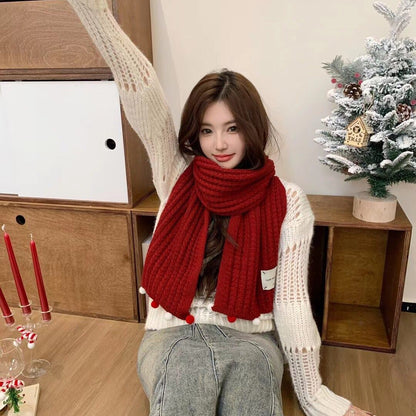 Women's Korean Fashionable Cute Red Gift Knitted Scarfs