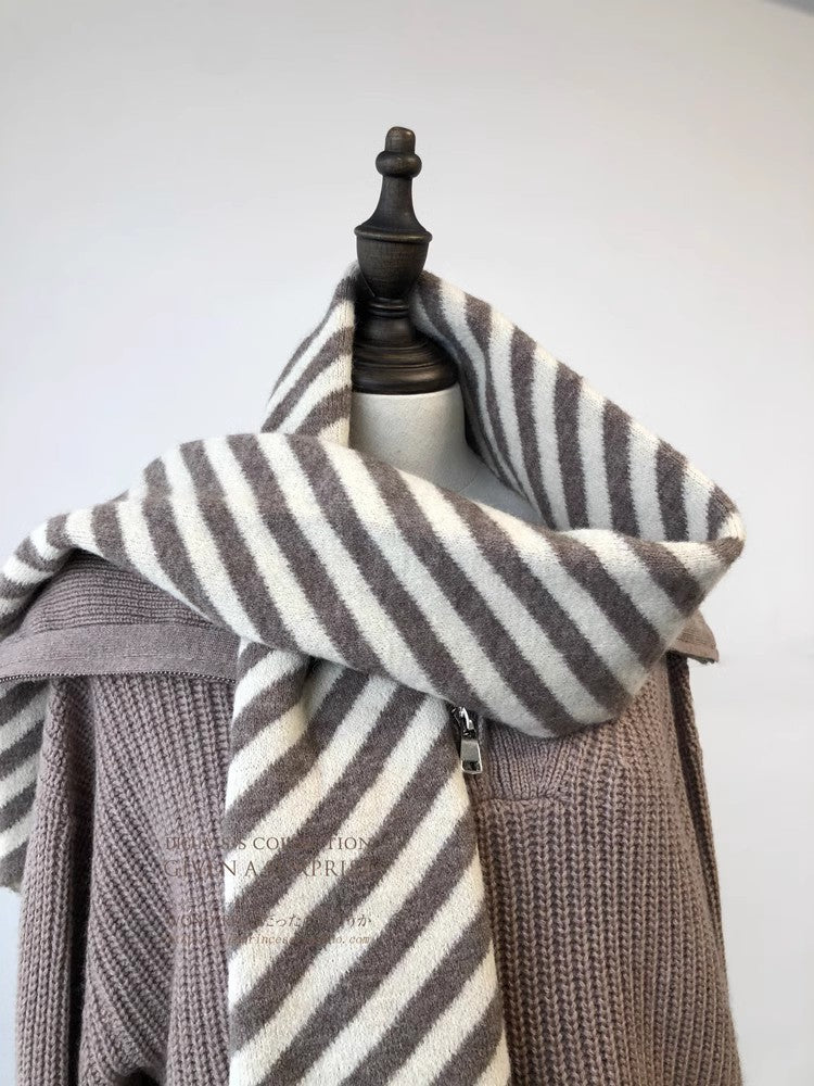 Women's & Men's Order With Wool Diagonal Striped Winter Scarfs