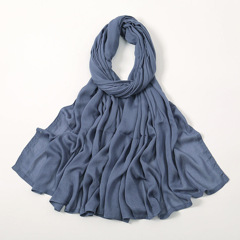 Malay Indonesian Rayon Monochrome Wide-brimmed Thin Scarfs