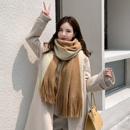 Winter Couple Patchwork Female Korean Style Scarfs