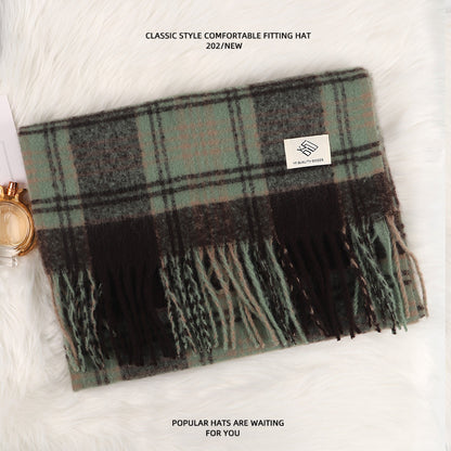 Women's High-grade Plaid Mohair Thickened Warm Korean Scarfs