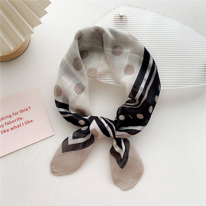 Women's Cotton Linen Small Square Towel Autumn Summer Bandana Headband Scarfs