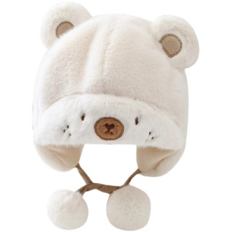 Thick Warm Earflaps Plush Bonnet Infant Kids' Headwear