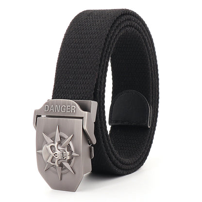 Men's Skull Alloy Thickened Canvas Lengthened Sports Green Belts