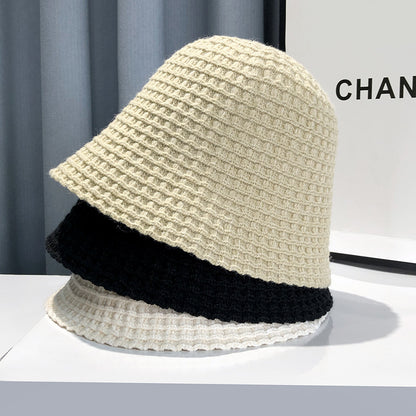 Women's Knitting Bucket Hat Plain Korean Trendy Hats & Caps