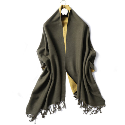 Women's & Men's Cashmere Winter Thickened Warm Double-sided Two-color Scarfs