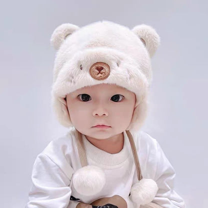 Bear Hat Beanie Boy Plush Bonnet Thickened Kids' Headwear